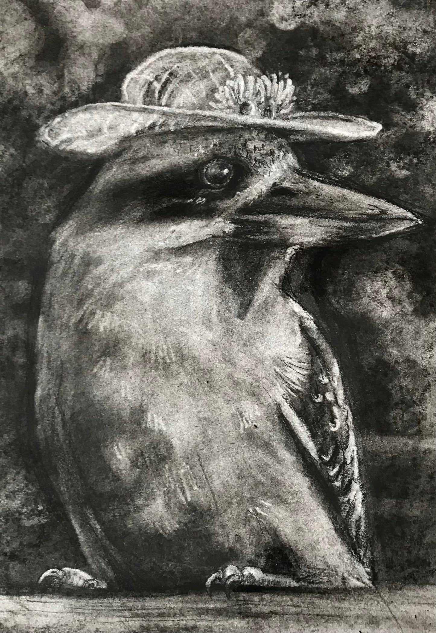 Kooka - A4 Original artwork in Charcoal