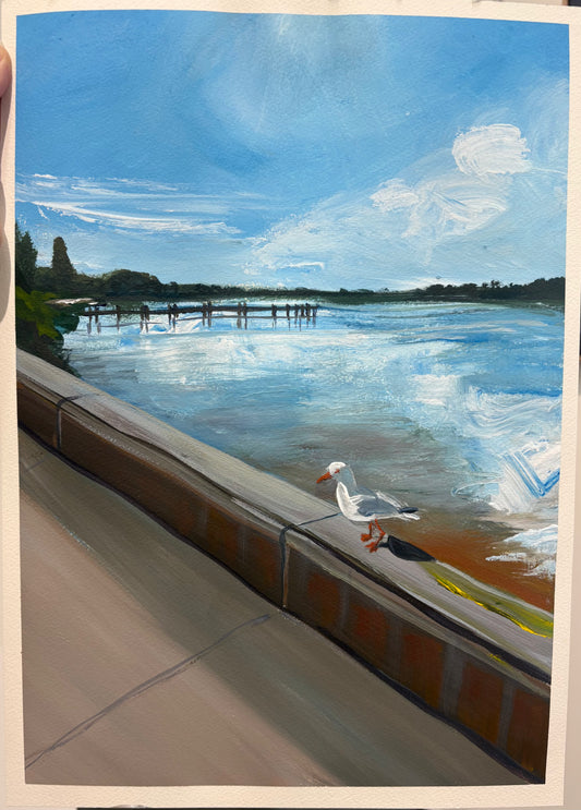 Parkrun at Lakes Entrance, Victoria (on Gunaikurnai Country) - A3 Acrylic on paper