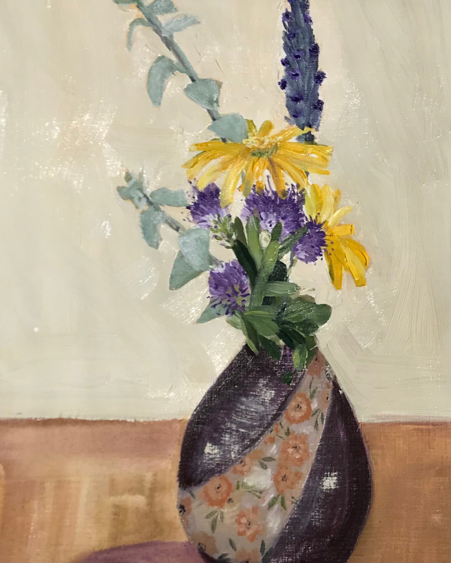 Little moment of joy - a posy from the garden (A4, water-based-oil on paper)